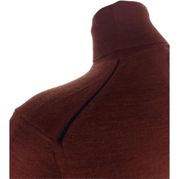 Lanvin Wool Turtleneck Knit Sweater Size XL Slim Mens Burgundy - Picture 7 of 16